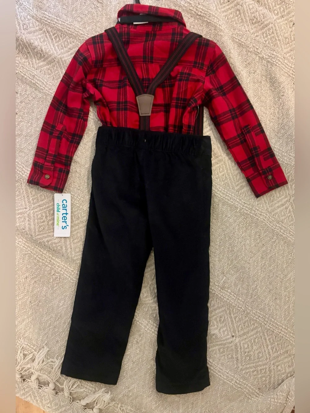 Carter’s Child of Mine Boys 3-Piece Plaid Suspender Outfit 2T NWT
